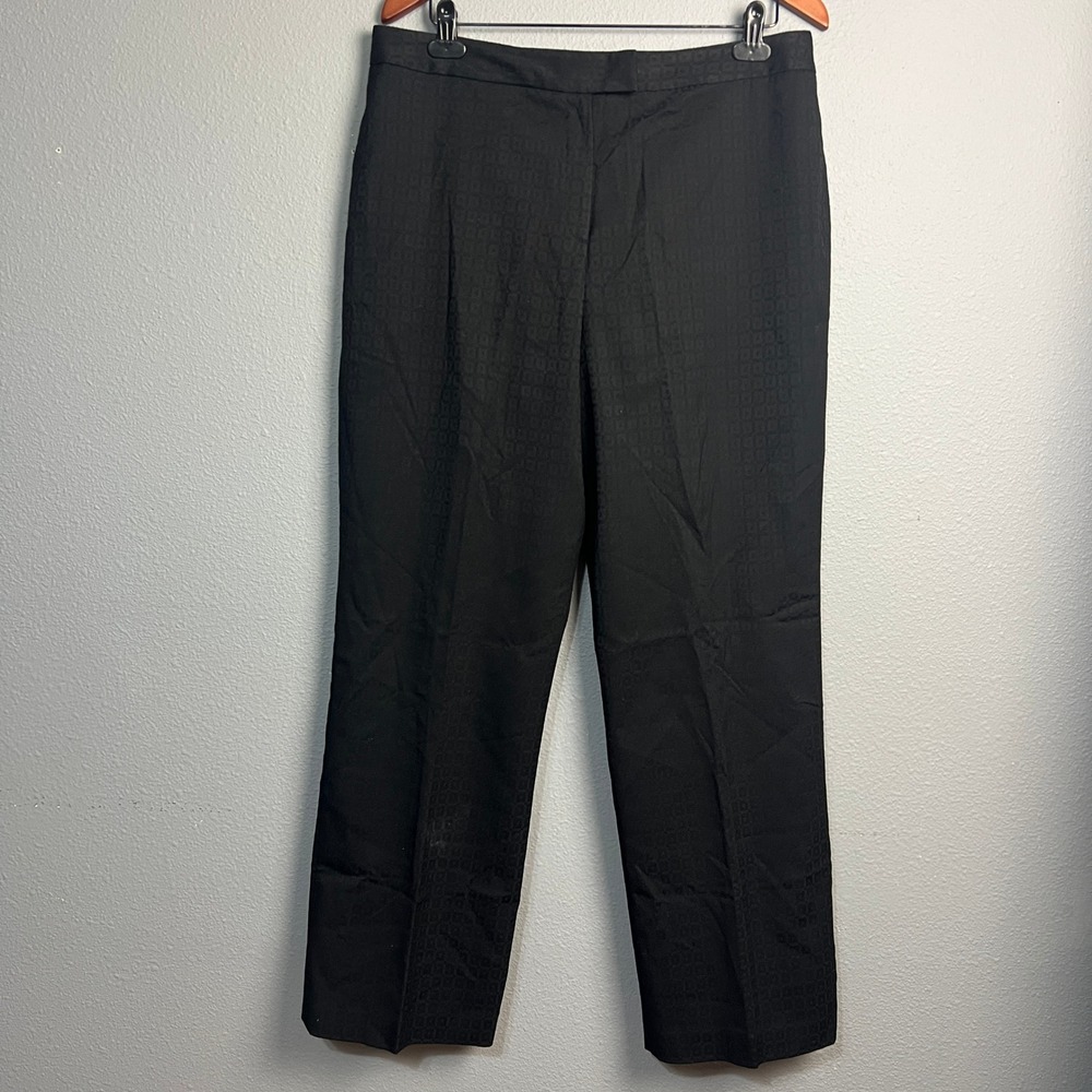 Larry Levine Suits Women Black Textured Dress Pants Size 16 Office Career Church